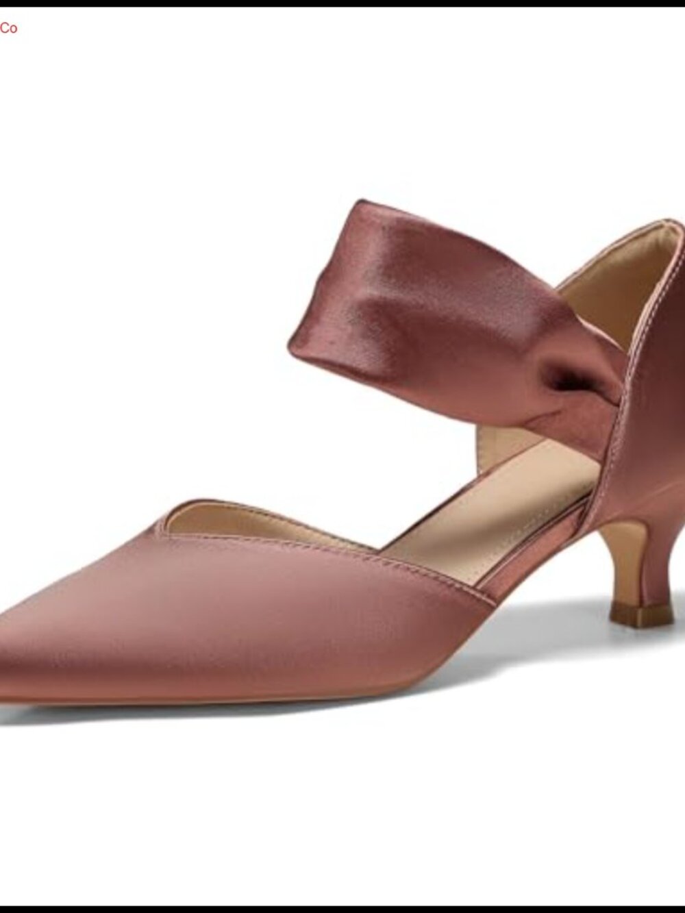 Womens Kitten Heels Pointed Toe Pumps Ankle Strap Satin Wedding Shoes